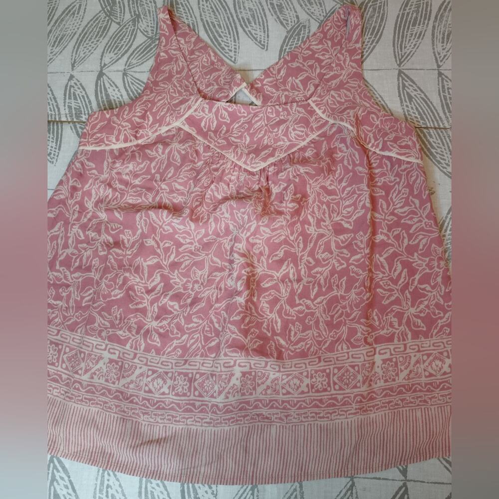 Maeve Anthropologie Top Flowy Floral Pink Sleeveless Keyhole Feminine